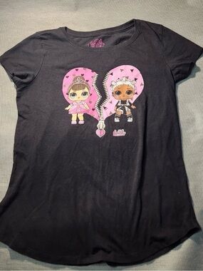 LOL Surprise! Girls' Black Heart-Print Zip-Front T-Shirt - Size
XL (14-16)
